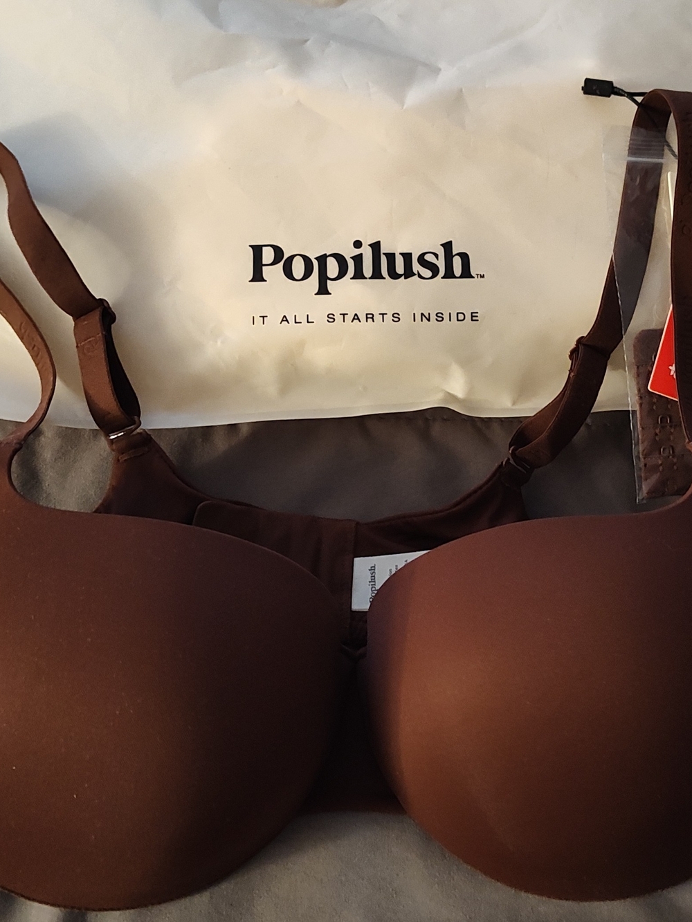 Popilush NWT Seamless Balconette Push-Up T-Shirt Bra - Coffee 38D